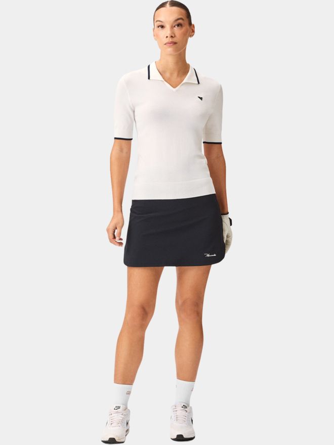 Macade Golf Vera White cropped polo half sleeve polo white