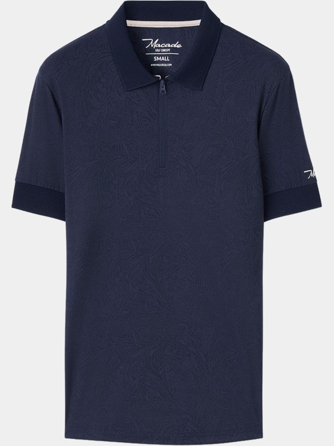 Macade Golf Lace Navy Paisley Zip Shirt Half Sleeve Polo navy