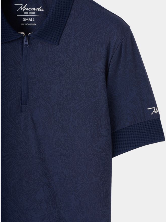 Macade Golf Lace Navy Paisley Zip Shirt Half Sleeve Polo navy
