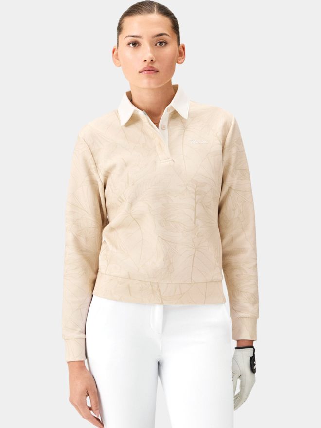 Macade Golf Rae Palm Polo Sweatshirt long sleeve polo beige