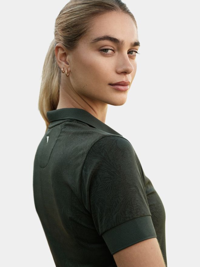 Macade Golf Lace Green Paisley Zip Shirt Halbarm Polo grün