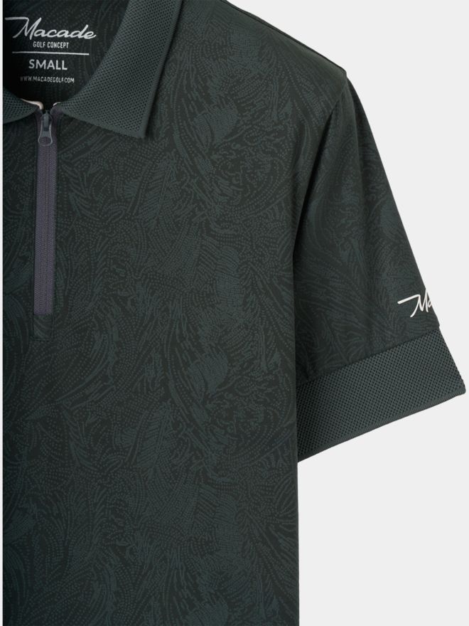 Macade Golf Lace Green Paisley Zip Shirt Halbarm Polo grün