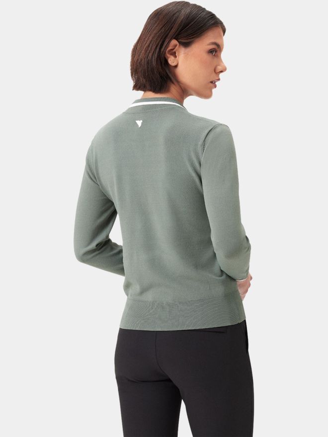 Macade Golf Ella Sage Green Knit Top langarm Polo grün