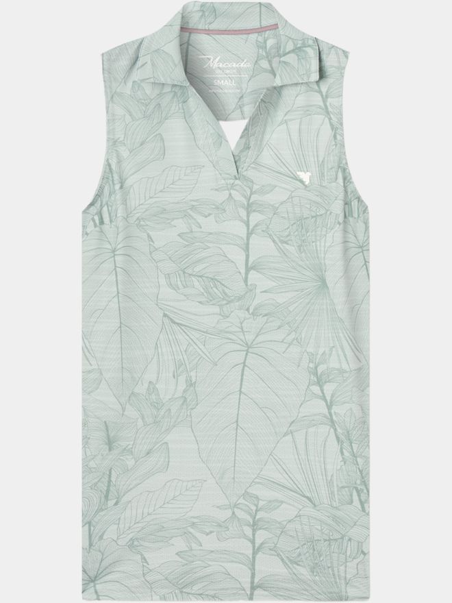 Macade Golf Paige Green Palm Sleeveless Shirt Ohne Arm Polo grün