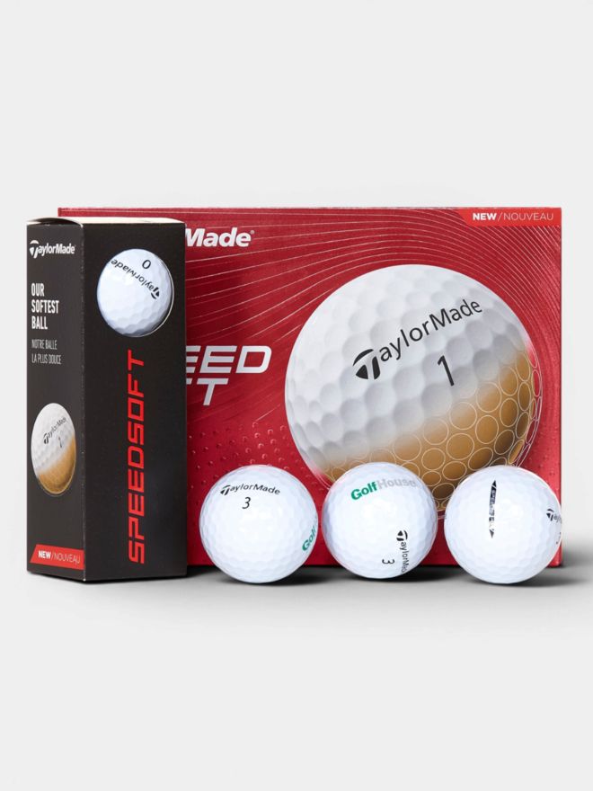 TaylorMade SpeedSoft Golfbälle mit Golf House Logo weiß