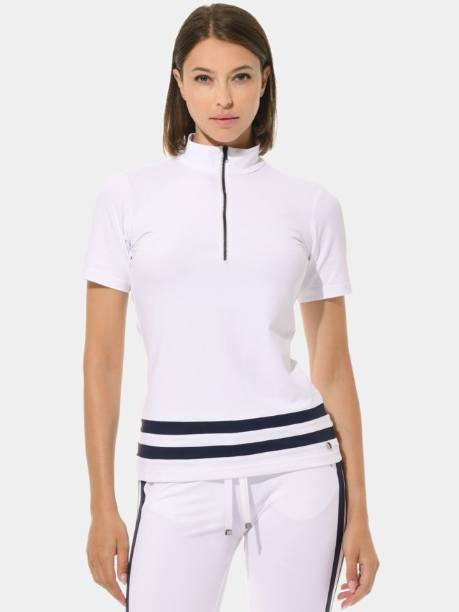 MDC Zip Halbarm Polo weiß