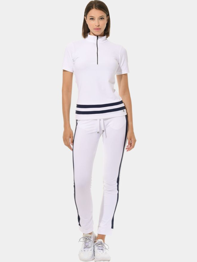 MDC Zip Halbarm Polo weiß