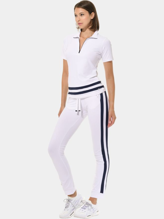 MDC Zip Halbarm Polo weiß