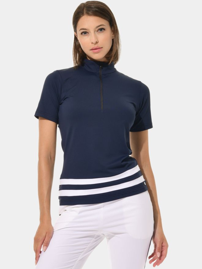 MDC Zip Halbarm Polo navy