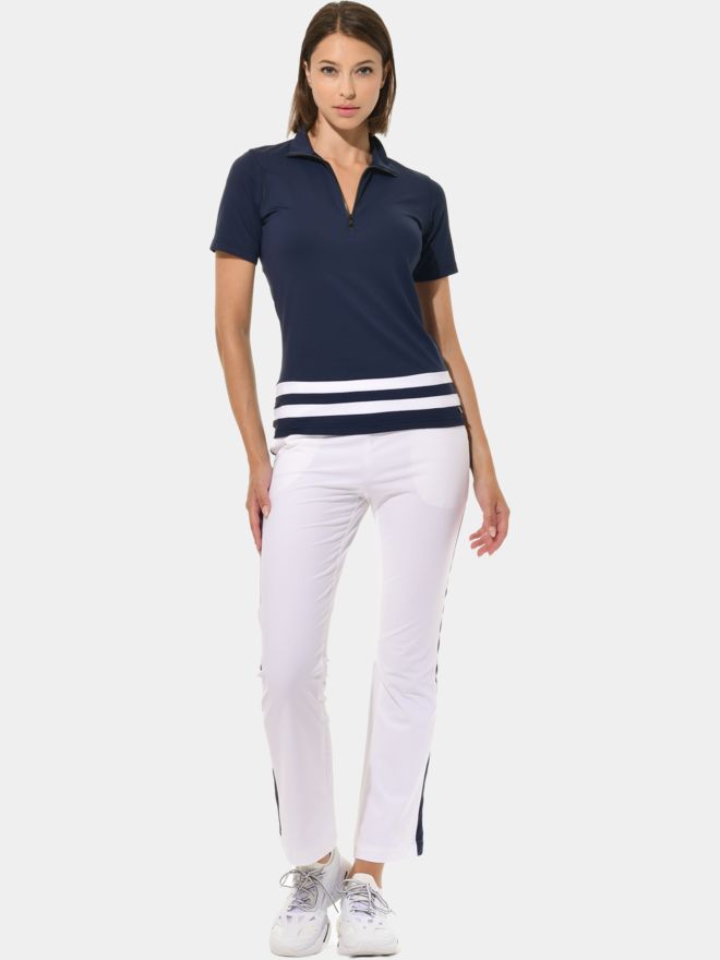 MDC Zip Halbarm Polo navy