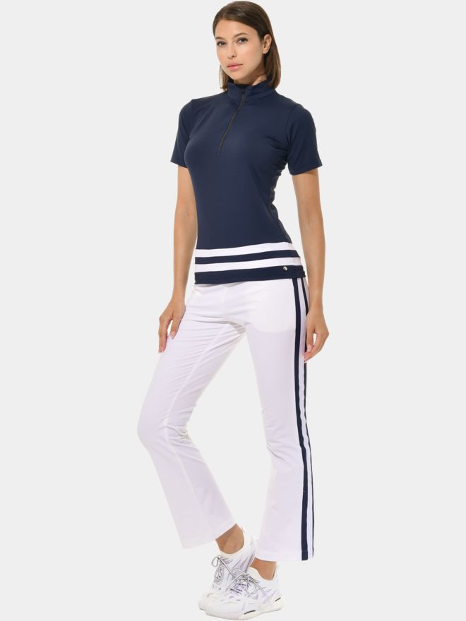 MDC Zip Halbarm Polo navy