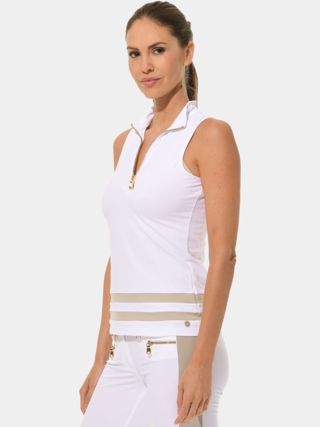MDC Zip ohne Arm Polo weiß