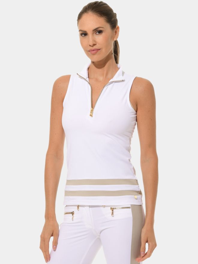 MDC Zip ohne Arm Polo weiß