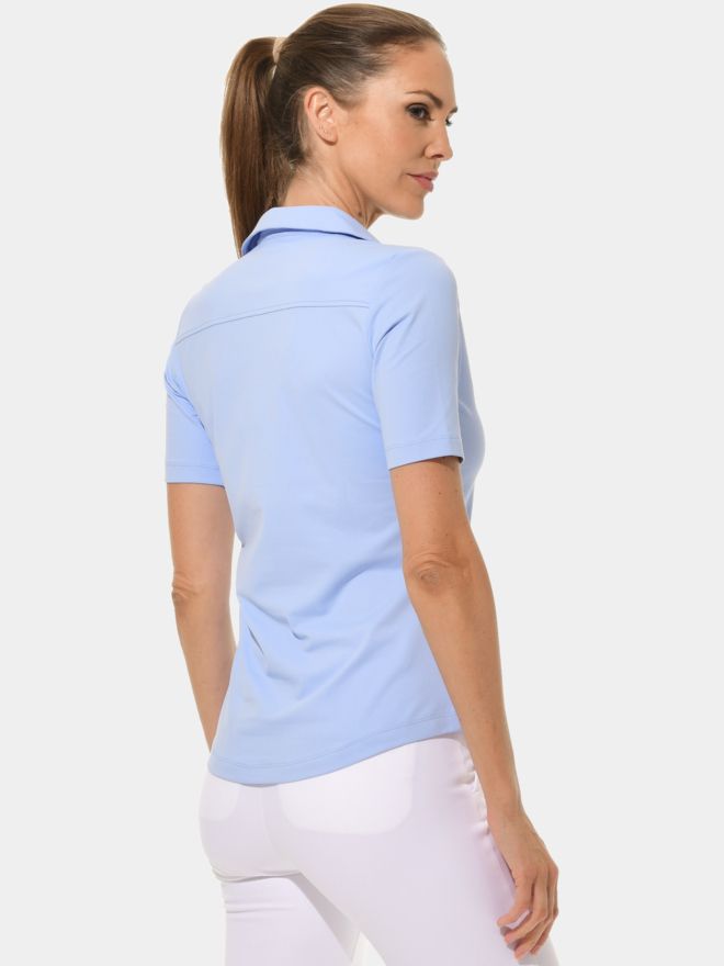 MDC Button Down Halbarm Polo hellblau