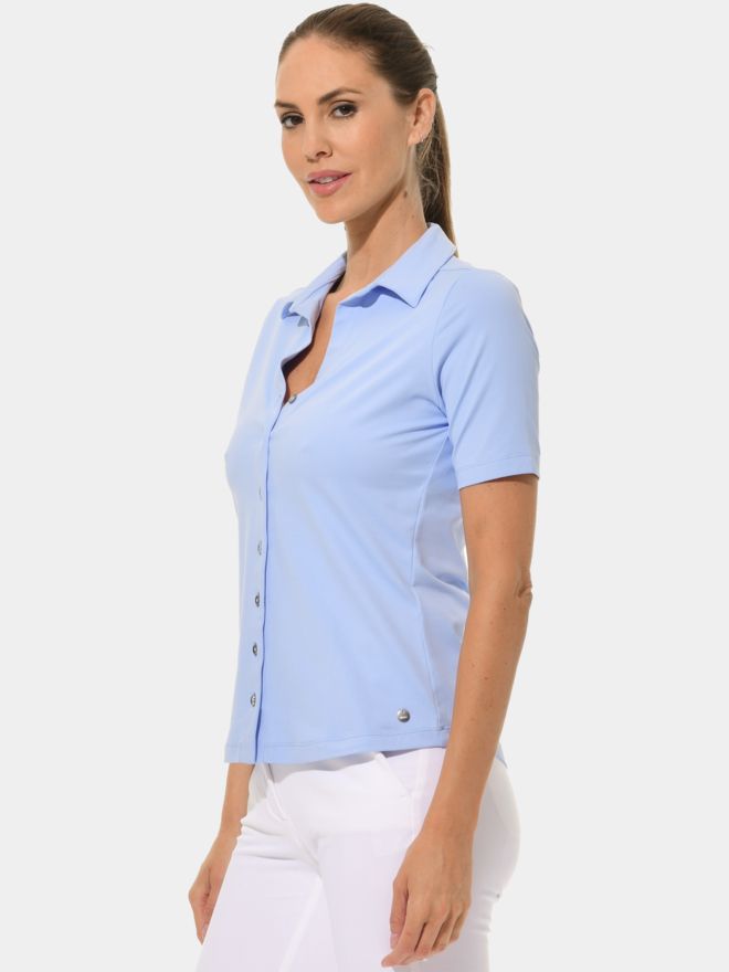 MDC Button Down Halbarm Polo hellblau