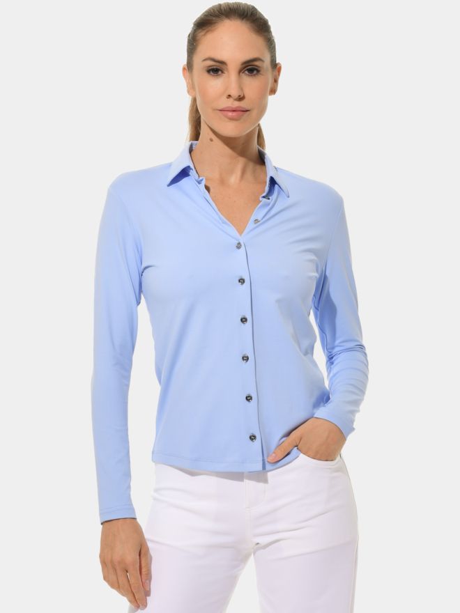 MDC Button Down Langarm Polo hellblau