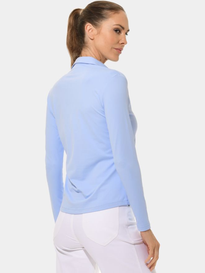 MDC Button Down Langarm Polo hellblau
