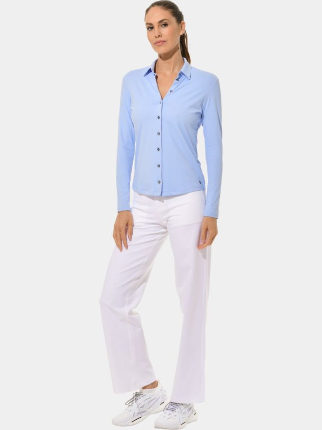 MDC Button Down Langarm Polo hellblau