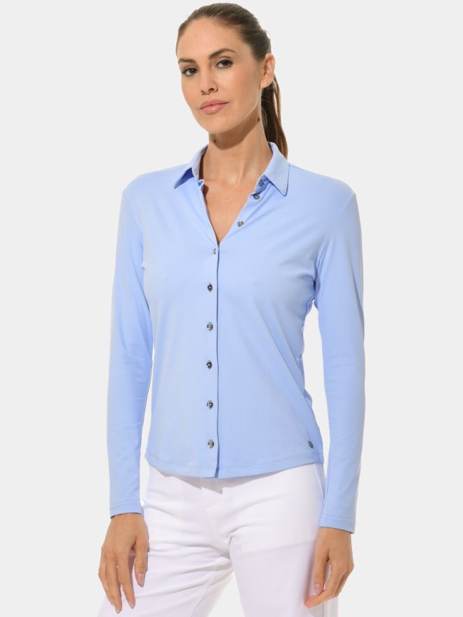 MDC Button Down Langarm Polo hellblau