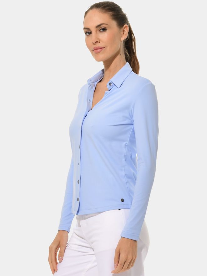 MDC Button Down Langarm Polo hellblau