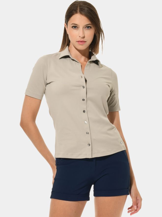MDC Button Down Halbarm Polo sand