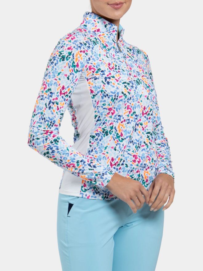 Kjus Women Sunshine Printed Half-Zip Stretch Unterzieher weiß