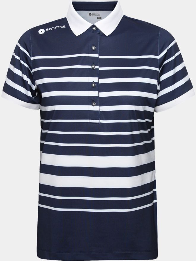 Backtee Fine Stripe Halbarm Polo navy