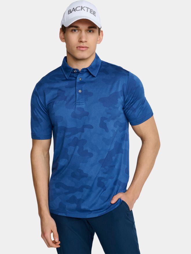 Backtee Camou Halbarm Polo dunkelblau