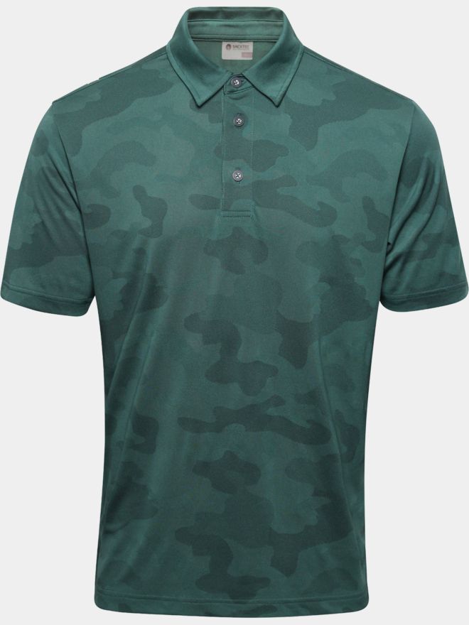 Backtee Camou Halbarm Polo dunkelgrün