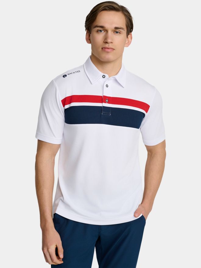 Backtee Trophy Halbarm Polo weiß