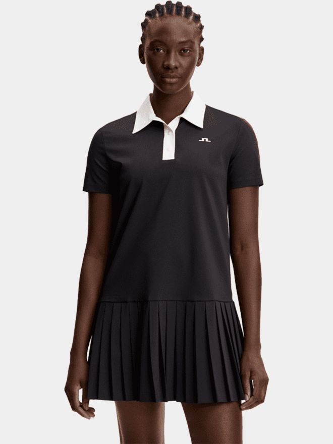 J.Lindeberg 30Y Grace Pleated Halbarm Kleid schwarz