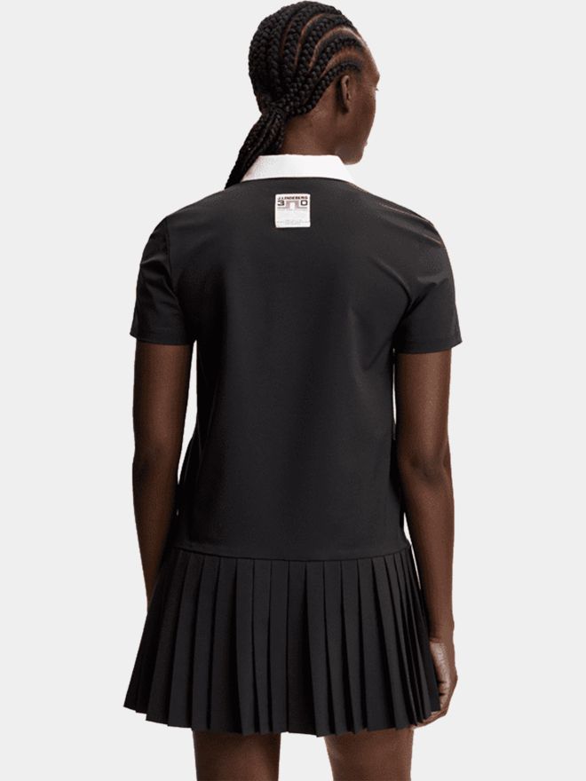 J.Lindeberg 30Y Grace Pleated Halbarm Kleid schwarz