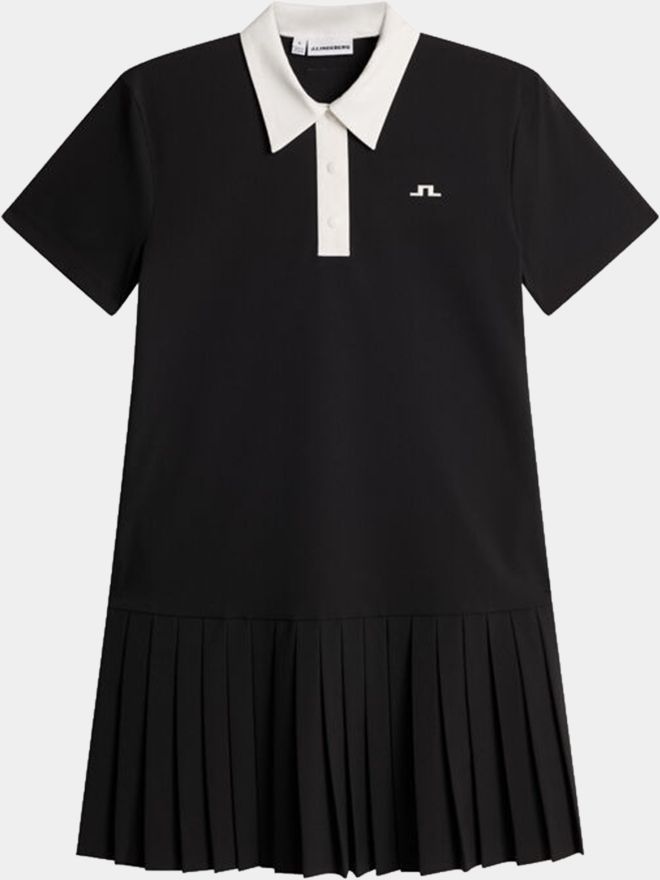 J.Lindeberg 30Y Grace Pleated Halbarm Kleid schwarz