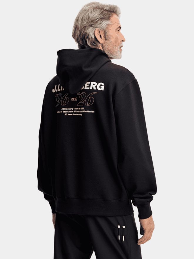 J.Lindeberg 30Y Callan Unisex mikina s kapucí černá
