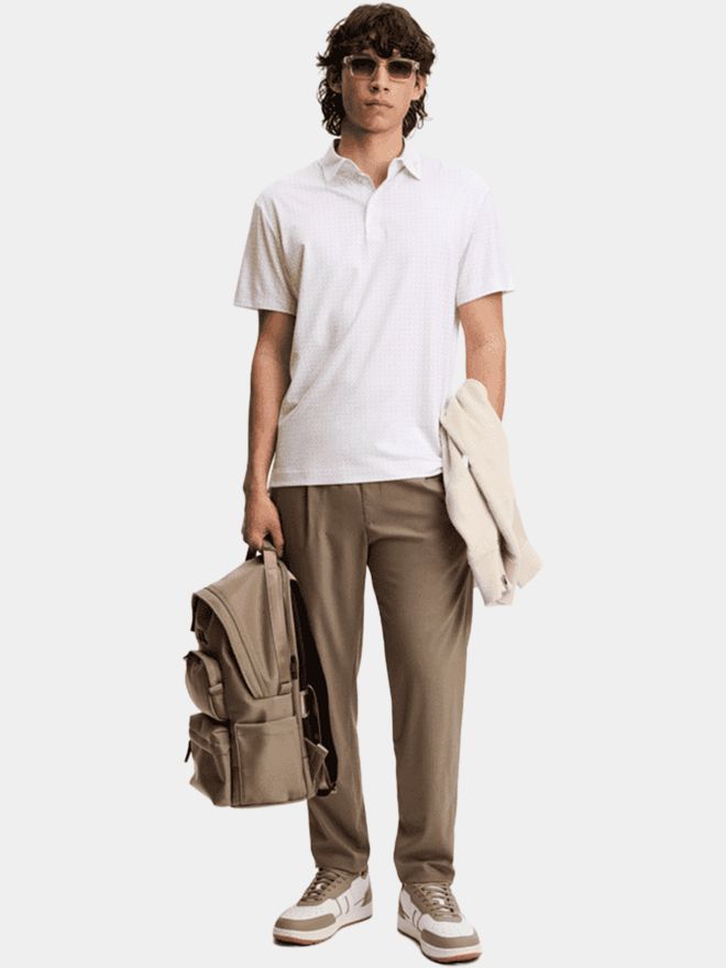 J.Lindeberg Bala Print Halbarm Polo beige