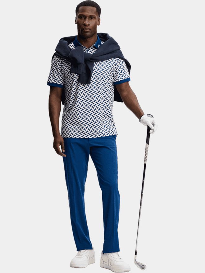 J.Lindeberg Tour Tech Print Halbarm Polo navy