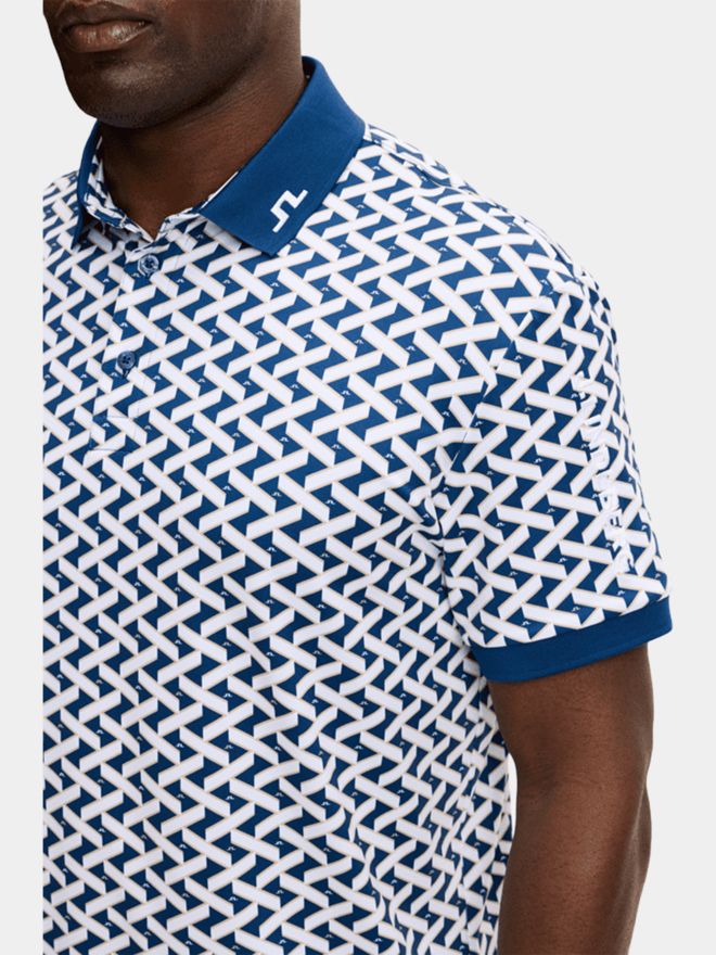 J.Lindeberg Tour Tech Print Halbarm Polo navy