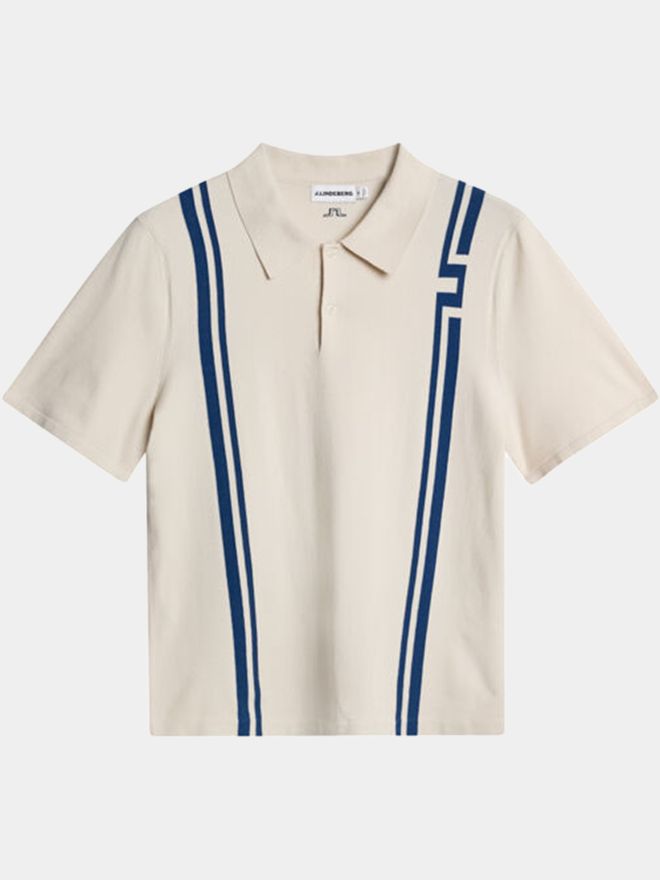 J.Lindeberg Rylan Stripe Golf Strick Polo beige