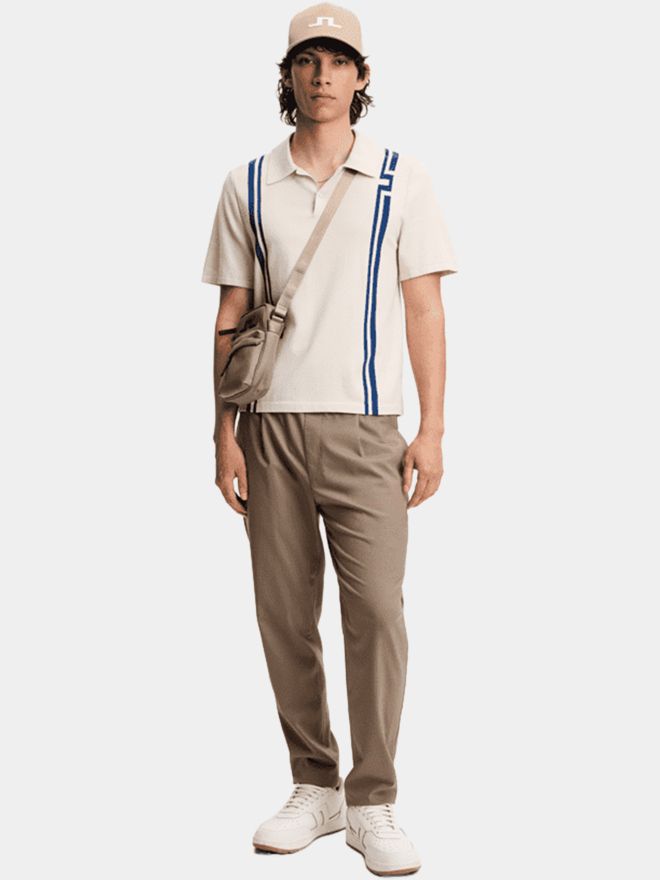 J.Lindeberg Rylan Stripe Golf Strick Polo beige