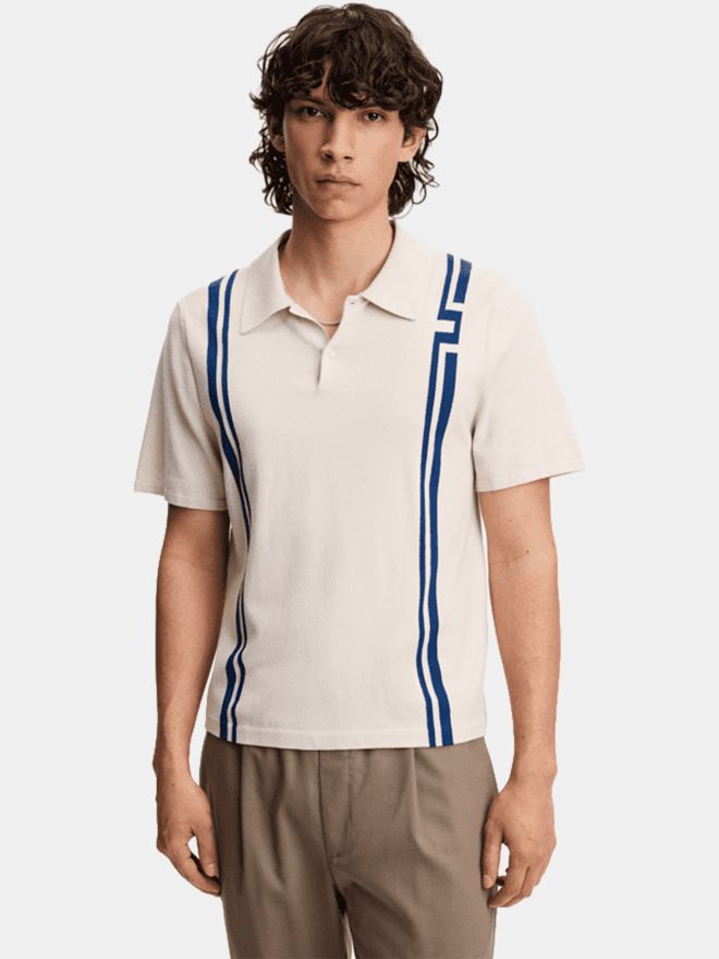 J.Lindeberg Rylan Stripe Golf Strick Polo beige
