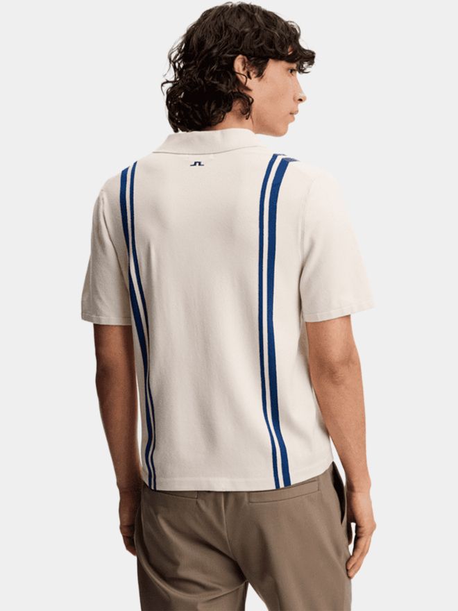 J.Lindeberg Rylan Stripe Golf Strick Polo beige