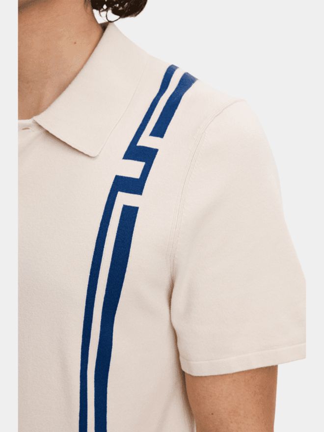 J.Lindeberg Rylan Stripe Golf Strick Polo beige