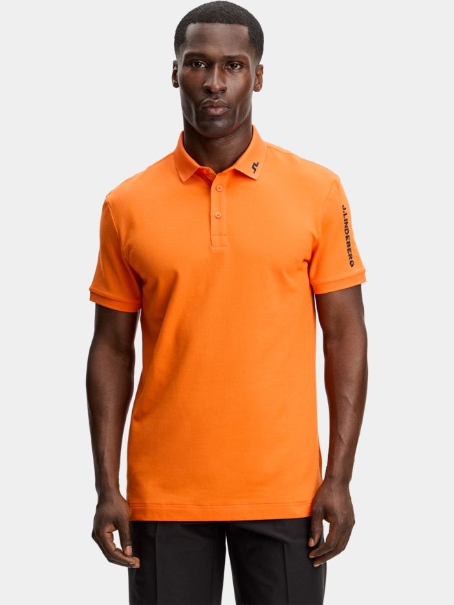 J.Lindeberg Tour Tech Pique Halbarm Polo orange