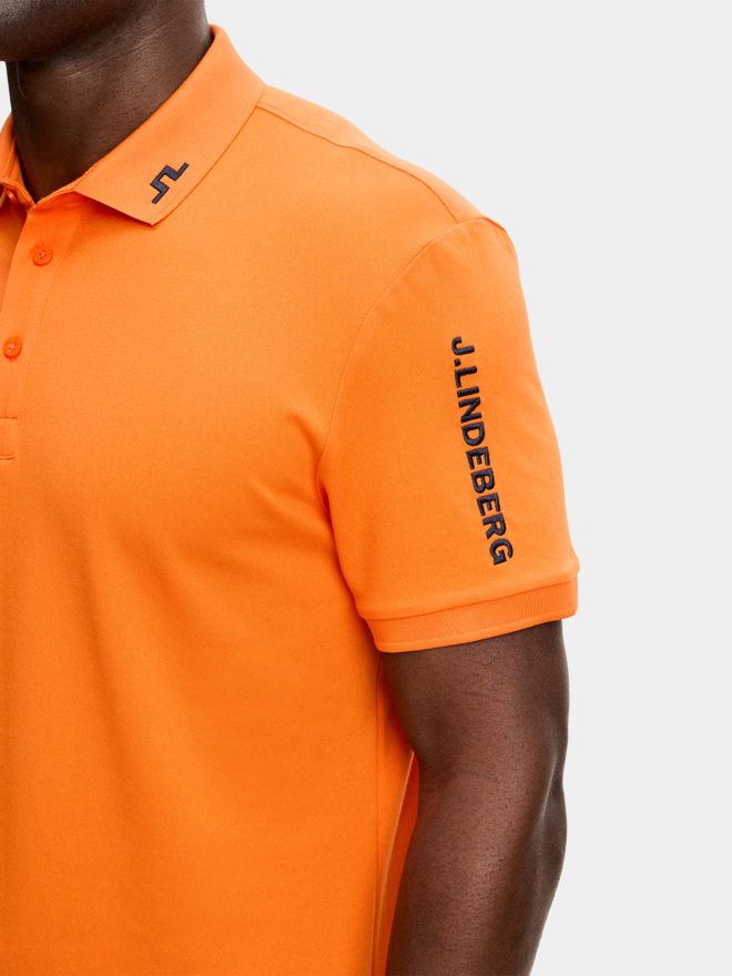 J.Lindeberg Tour Tech Pique Halbarm Polo orange
