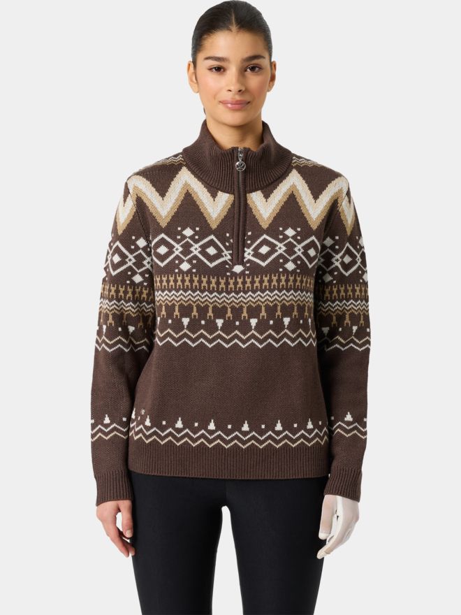 Daily Sports JAQUARD Pullover Lined Windstopp Strick braun