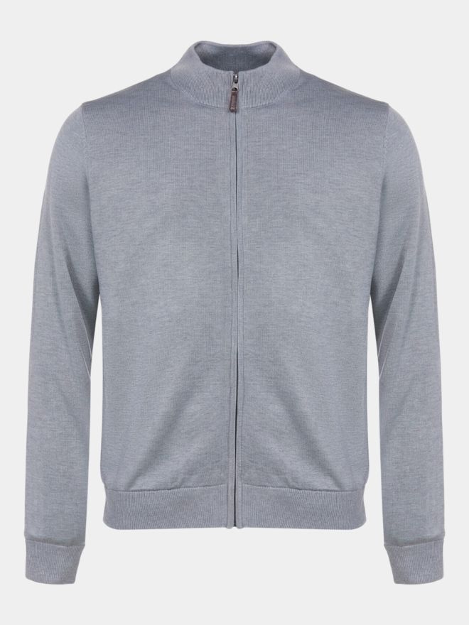 FootJoy Drirelease Full-Zip Lined Sweater Windstopp Strick hellgrau