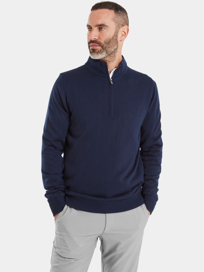 FootJoy Drirelease Half-Zip Lined Sweater Windstopp Strick navy