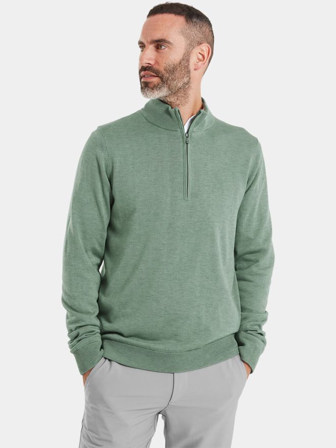 FootJoy Drirelease Half-Zip Lined Sweater Windstopp Strick grün