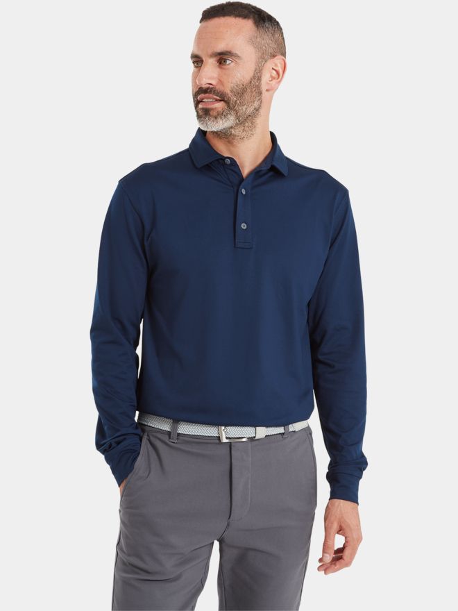 FootJoy TS L/S SHIRT Langarm Polo navy