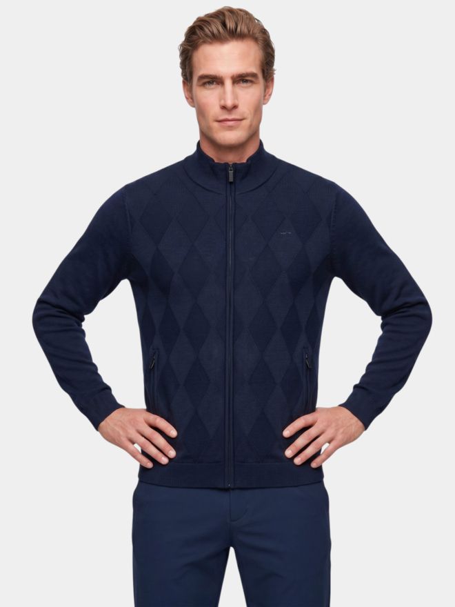 Daniel Springs Argyl Windstopp Strick navy